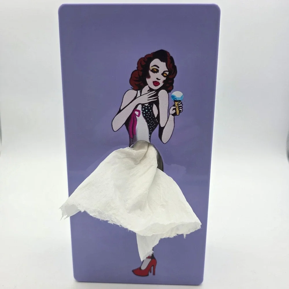 Unbranded Tissue Box Cover Pin Up Girl Skirt Dispenser Purple OS